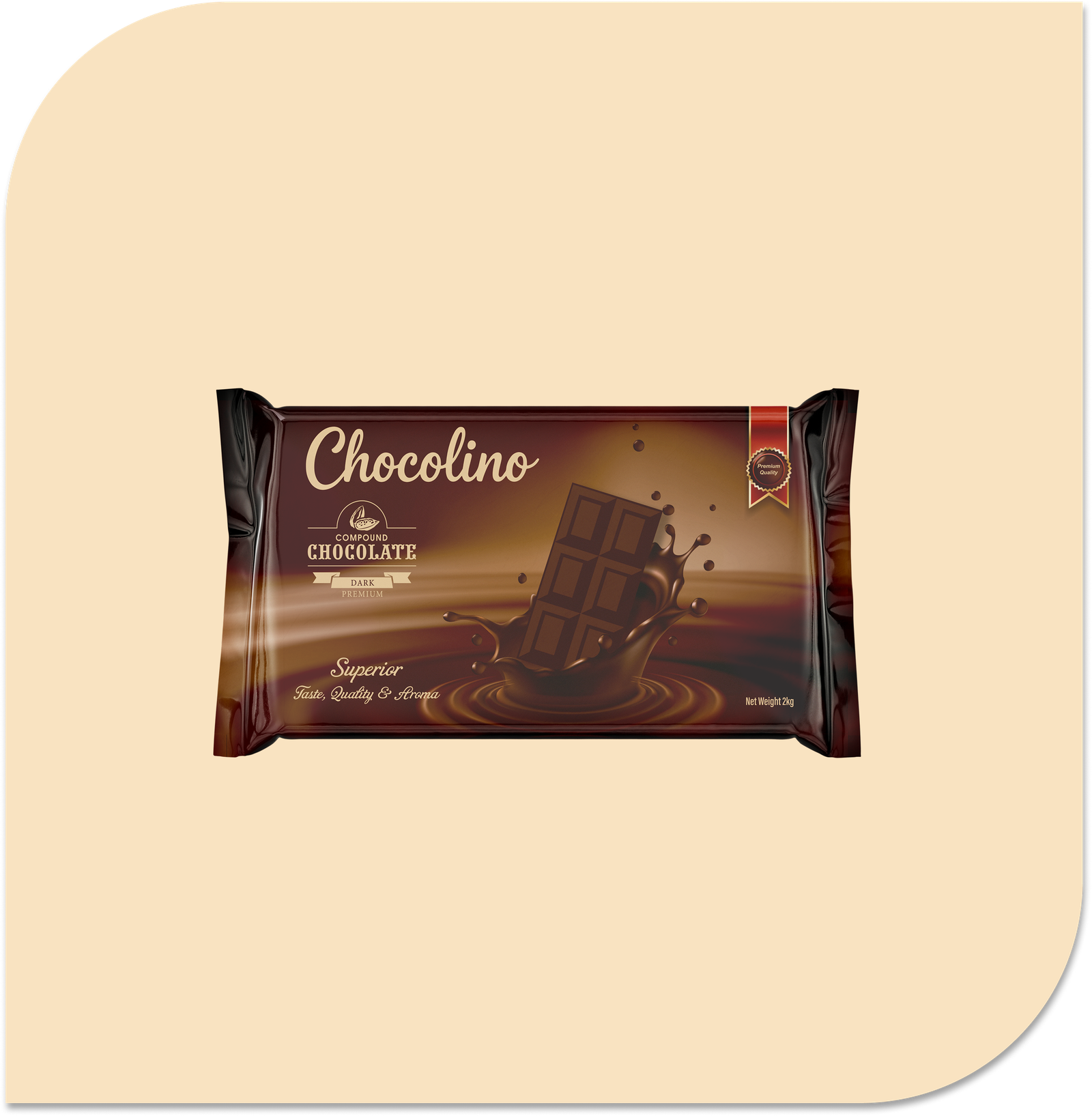 Group 274 CHOCOLINO COMPOUND CHOCOLATE SLAB PREMIUM DARK - 2KG Cooking Chocolate - Image 1