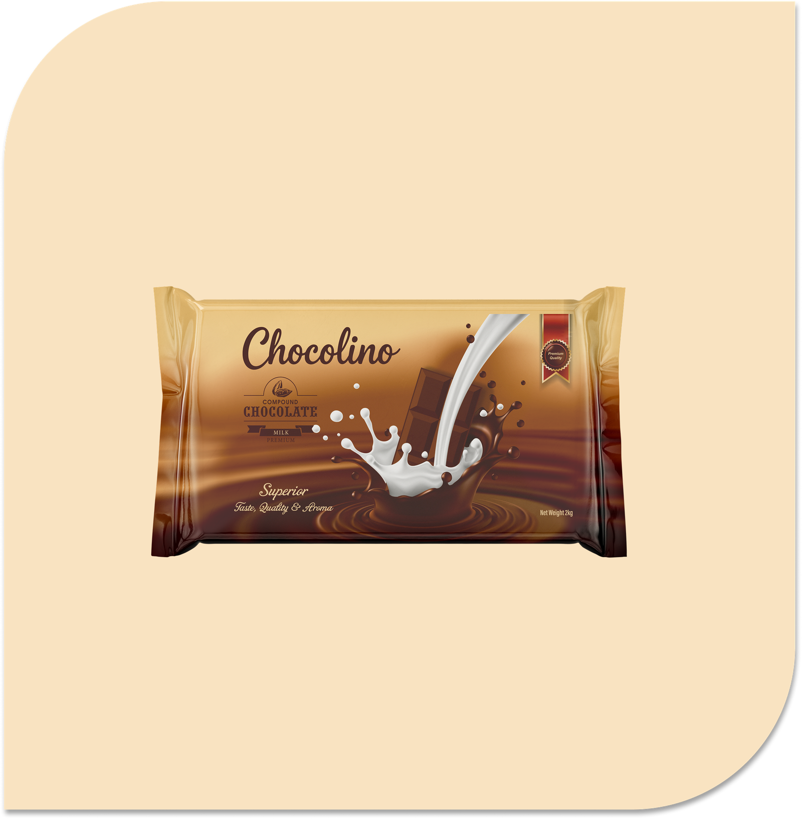 Group 276 CHOCOLINO COMPOUND CHOCOLATE SLAB PREMIUM MILK - 2KG Cooking Chocolate - Image 1