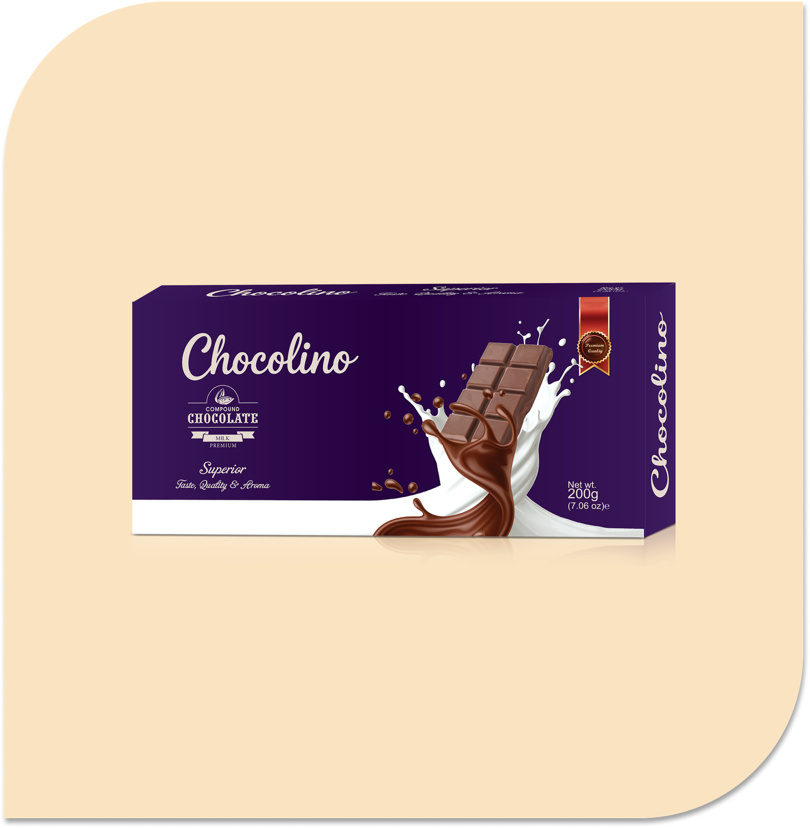 Group 286 CHOCOLINO COMPOUND CHOCOLATE SLAB PREMIUM MILK - 200gm Cooking chocolate - Image 1